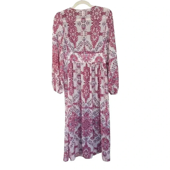 Xhilaration Crepe CHiffon Abstract Floral Print Long Sleeve Maxi Overlay Duster - Picture 5 of 7